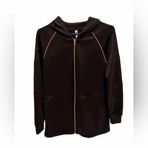 Fabletics Livia Jacket Black Jacket with Gold Accents Zip Up Hoodie Size Small